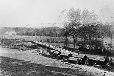 Eaux de la Voulzie : canalisation en attente de pause Poigny (1923)