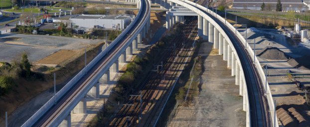 Le pont à poutres Estacade de la Folie, sur la LGV Sud Europe Atlantique