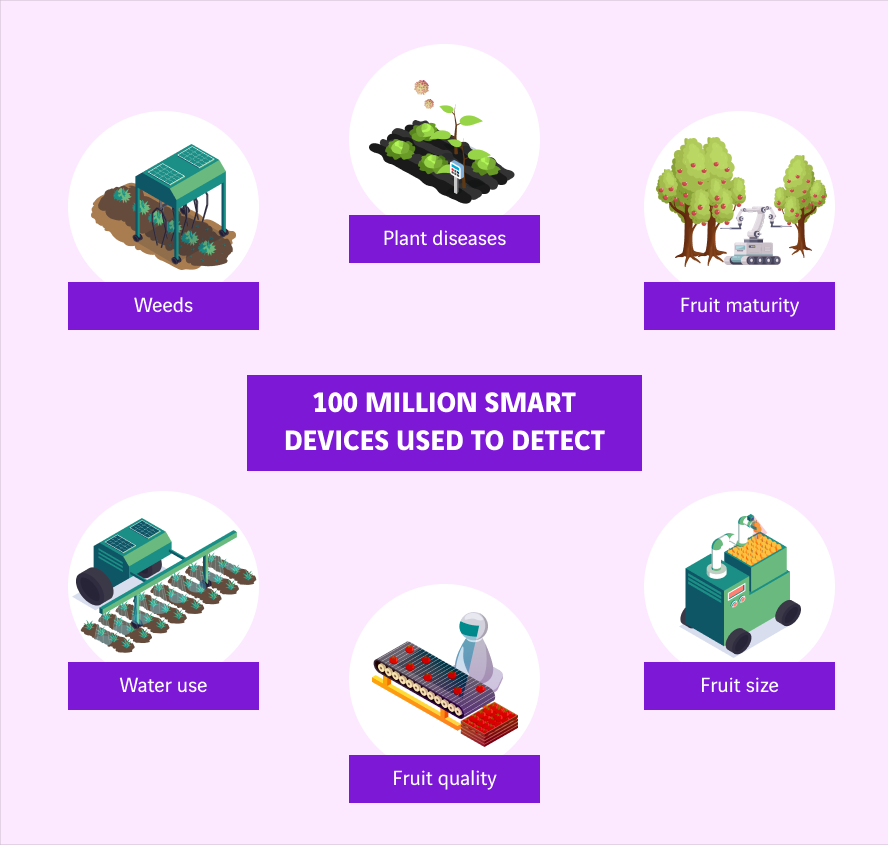 schéma appareils connectés pour détecter dans les fermes