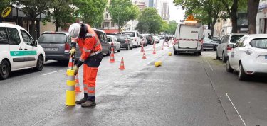 Création d’une piste cyclable provisoire sur une route départementale d’Ile-de-France
