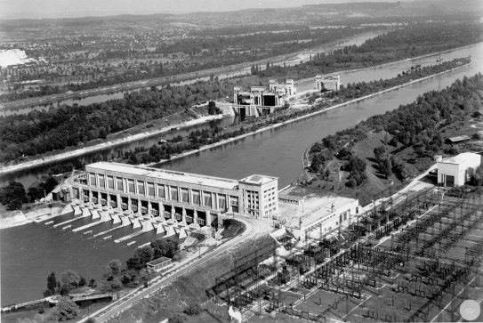 Aménagement de Kembs : usine. Vue aérienne
