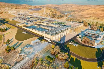 Vue aérienne de la station de traitement de Canberra