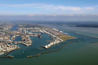 Vue aérienne de la chatière au Port 2000 au Havre