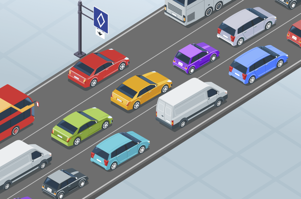 Schéma d'embouteillages sur une autoroute