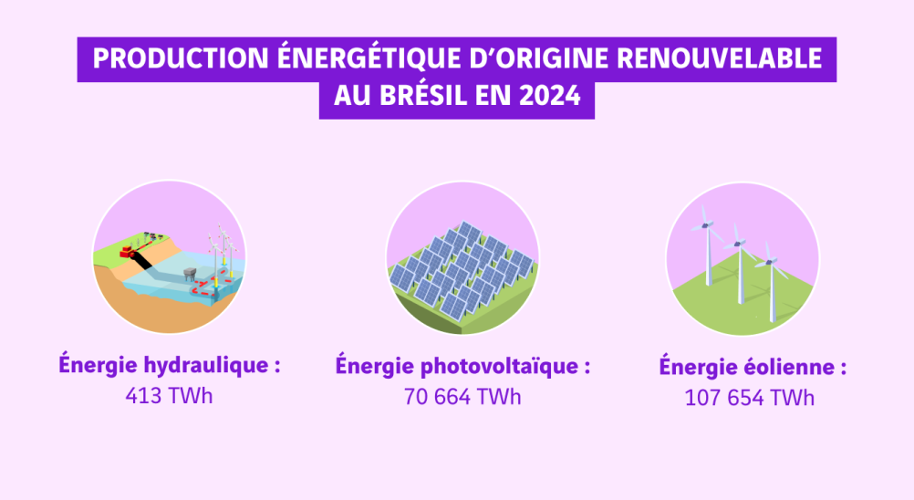 schéma de la production énergétique d'origine renouvelable au Brésil en 2024