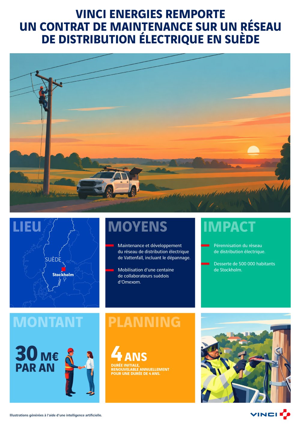 VINCI Energies remporte un nouveau contrat de maintenance pluriannuelle d’un réseau de distribution électrique en Suède