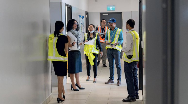 Équipes de l'aéroport de Sihanoukville au Cambodge