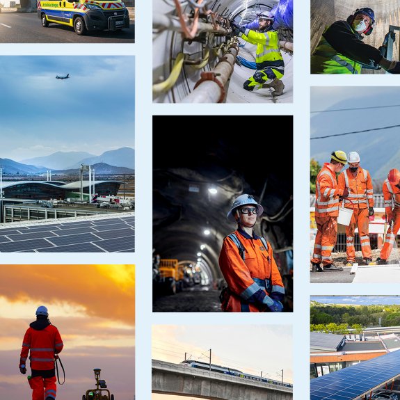 Mosaïque de visuels détaillant les engagements du groupe VINCI